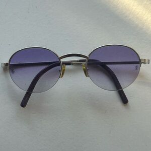 Cartier Silver Frame Sunglasses with Purple Lenses